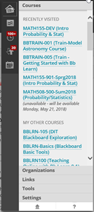 blackboard learn navigation menu