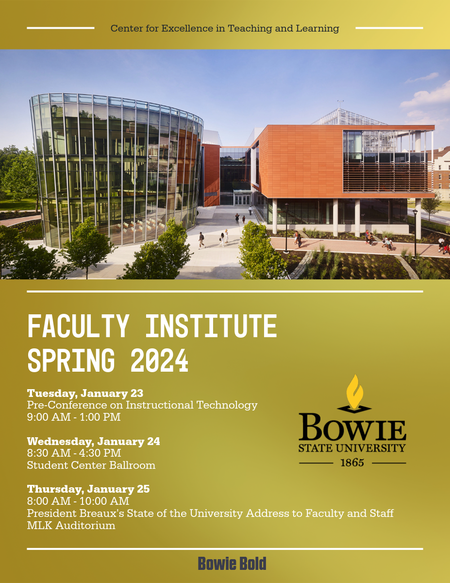 Program cover for the BSU Fall 2023 Faculty Institute Program featuring an image of the BSU campus