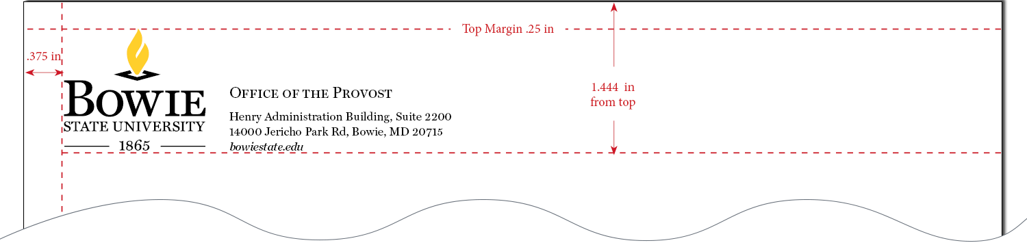 BSU letterhead sample with measurements