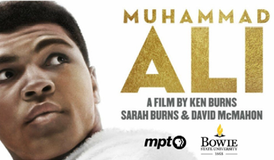 muhammad ali a film by Ken Burns, Sarah Burns and David McMahon mpt and bowie state logos