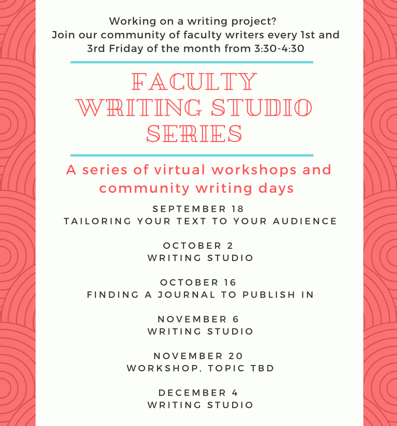 Faculty Writing Studio Series F2020 Flyer