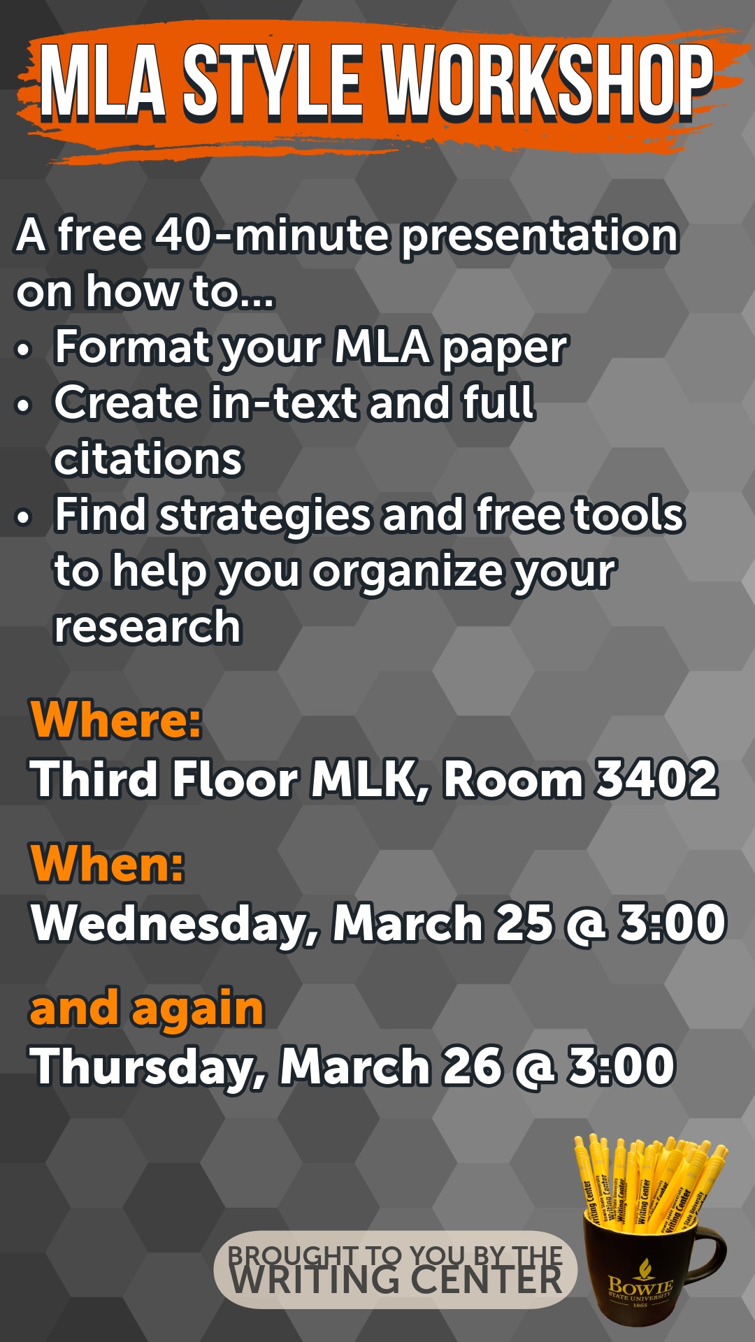 Flyer for MLA Workshop