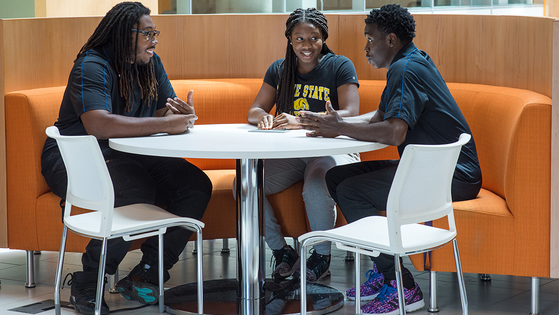 Scholars Studying in Science Building