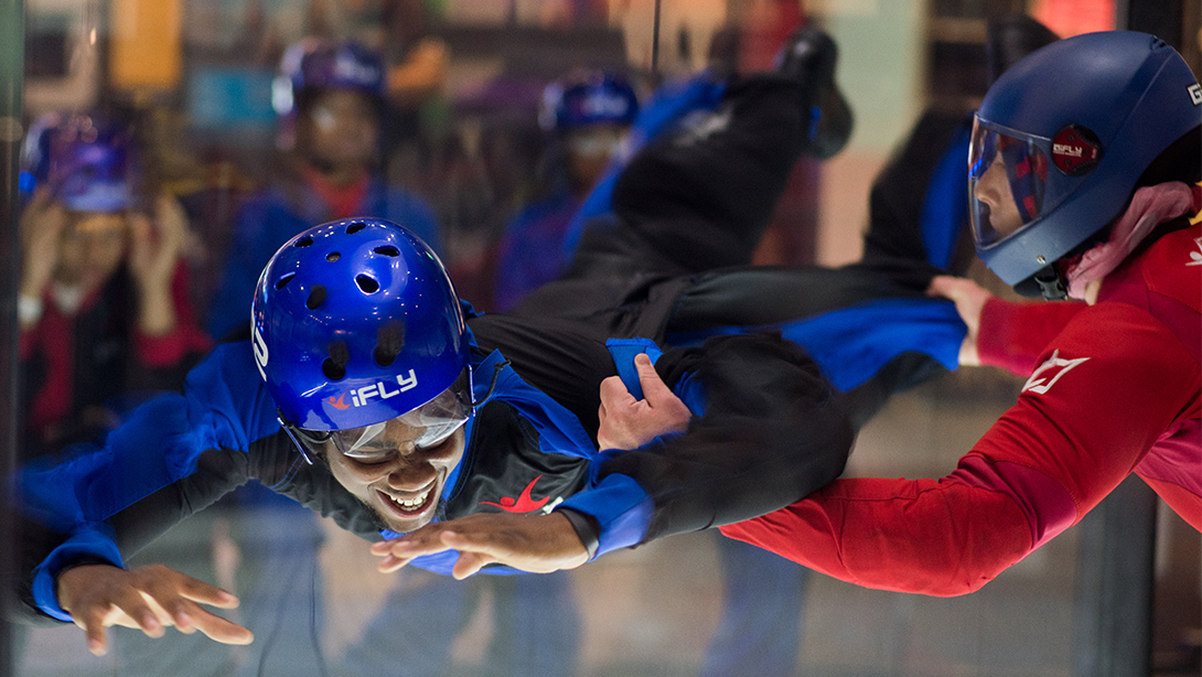 BSA scholar practices indoor sky diving at ifly