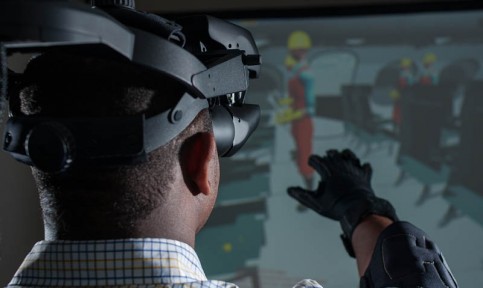 Close up of VR user