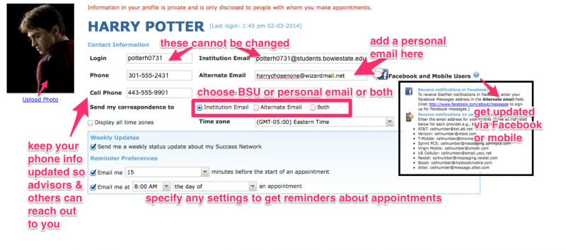 Creating your student profile in iCAN