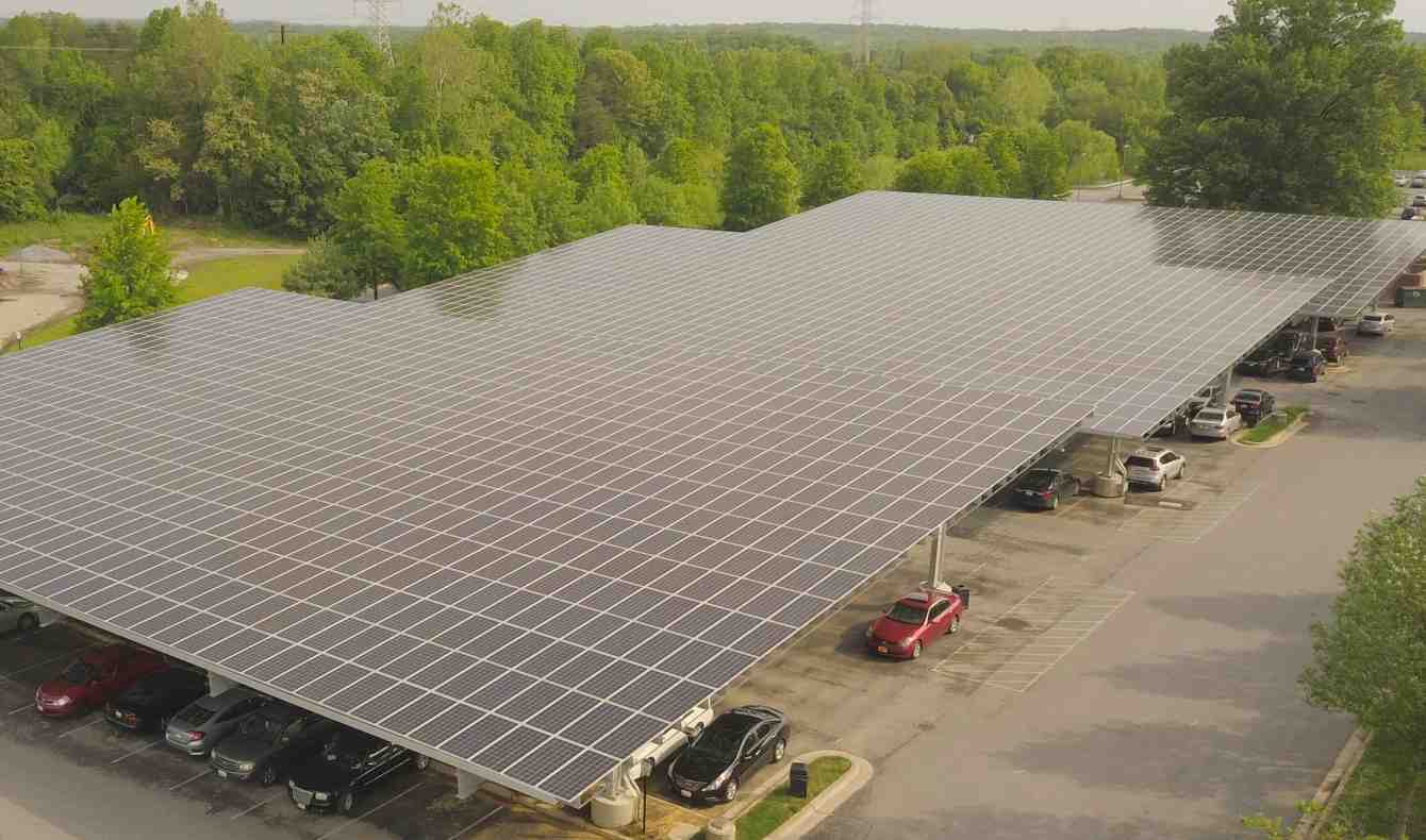Solar Panel Canopy covering parking lot D